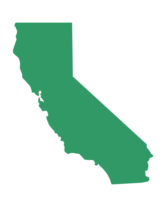 State of California colored green