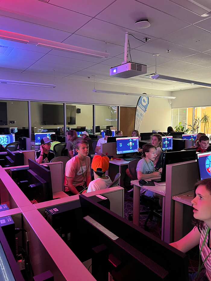 Students participating in hands-on computing workshop