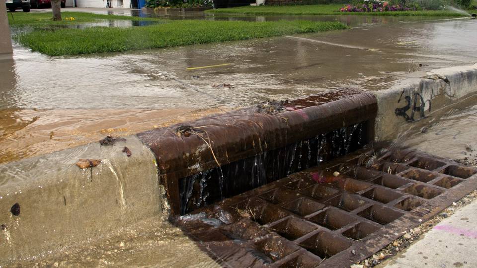 excess water running into a storm drain