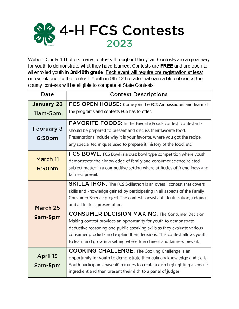FCS 2023 Contest Schedule
