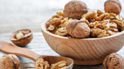 walnuts in a bowl. 